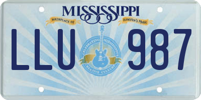 MS license plate LLU987