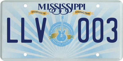 MS license plate LLV003