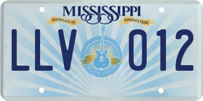 MS license plate LLV012
