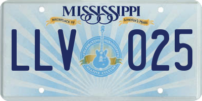MS license plate LLV025