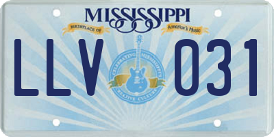 MS license plate LLV031