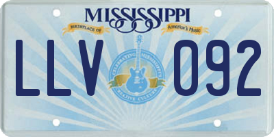 MS license plate LLV092
