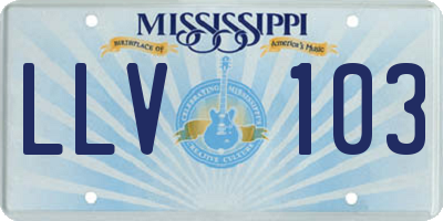 MS license plate LLV103