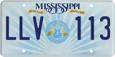 MS license plate LLV113