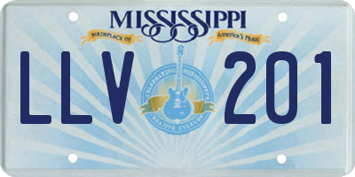 MS license plate LLV201