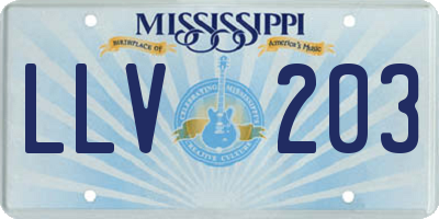 MS license plate LLV203