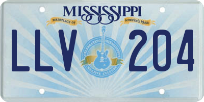 MS license plate LLV204