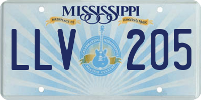 MS license plate LLV205