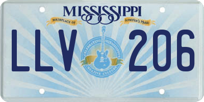 MS license plate LLV206