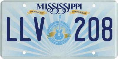 MS license plate LLV208