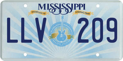 MS license plate LLV209