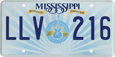 MS license plate LLV216