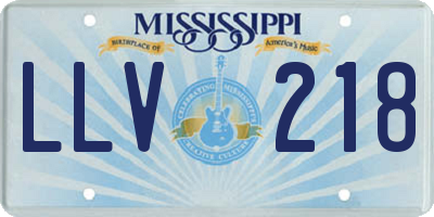 MS license plate LLV218
