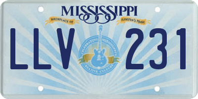 MS license plate LLV231