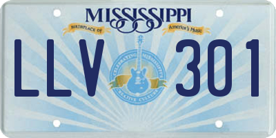 MS license plate LLV301