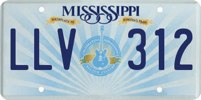 MS license plate LLV312