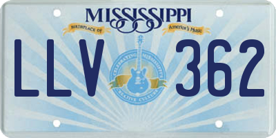 MS license plate LLV362
