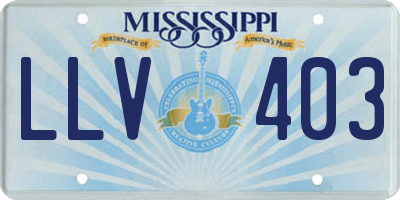 MS license plate LLV403