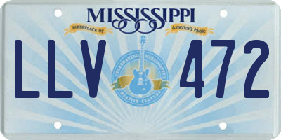 MS license plate LLV472