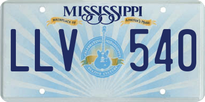 MS license plate LLV540