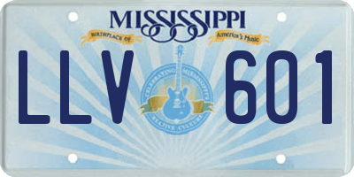 MS license plate LLV601