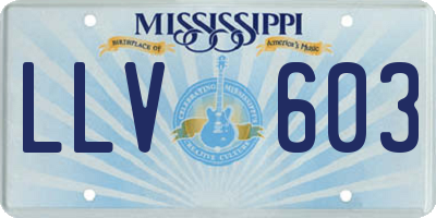 MS license plate LLV603
