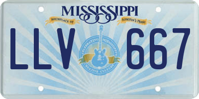 MS license plate LLV667