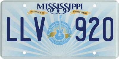 MS license plate LLV920