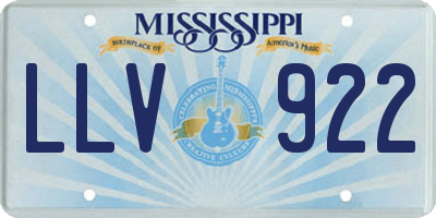 MS license plate LLV922