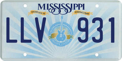 MS license plate LLV931