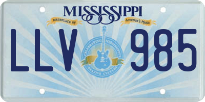 MS license plate LLV985