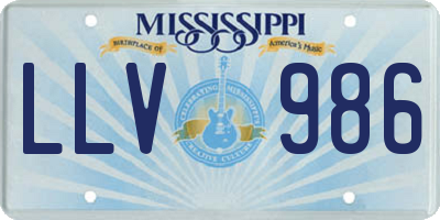 MS license plate LLV986