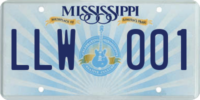 MS license plate LLW001