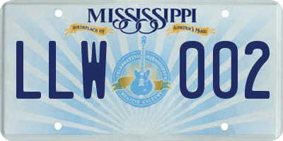 MS license plate LLW002