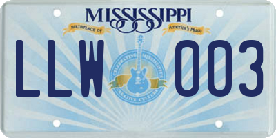 MS license plate LLW003