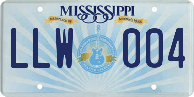 MS license plate LLW004