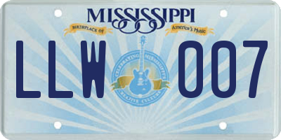 MS license plate LLW007