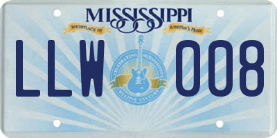 MS license plate LLW008