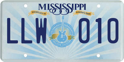 MS license plate LLW010