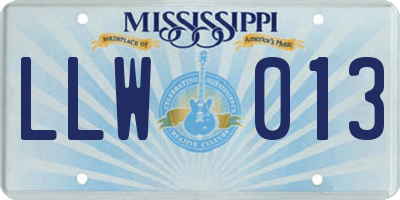 MS license plate LLW013
