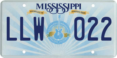 MS license plate LLW022