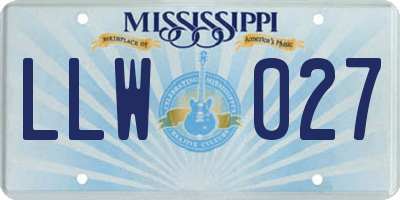 MS license plate LLW027