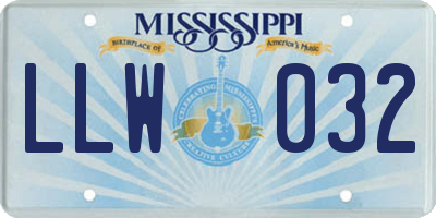 MS license plate LLW032