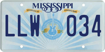 MS license plate LLW034