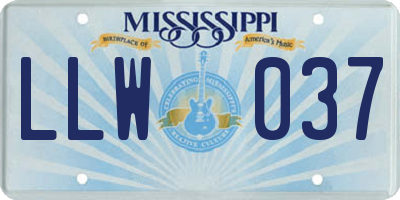 MS license plate LLW037