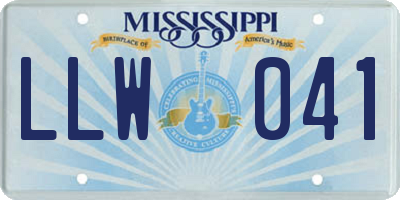 MS license plate LLW041