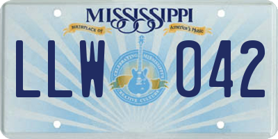 MS license plate LLW042