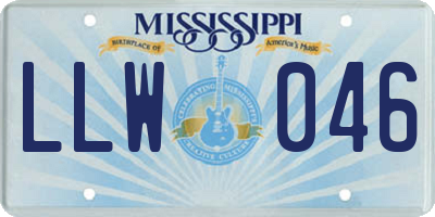 MS license plate LLW046