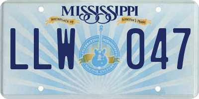 MS license plate LLW047