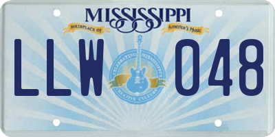 MS license plate LLW048